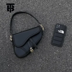TB BHULAMTE High-Quality Black Capsule Milk Cap Saddle Bag - Womens Handheld Crossbody Armpit Bag - Designer Style