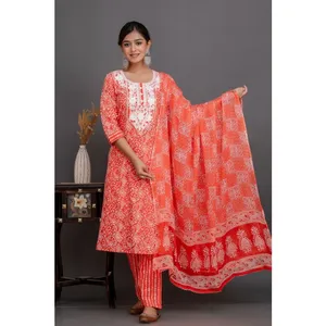 Kurtis Für Damen - Indische Tunika Mit 3/4 Ärmeln & Hemdkragen