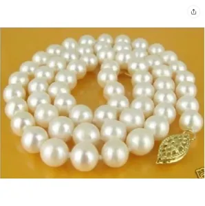 Perle Bianche 9-10mm AAA Collana Collana Di Perle Naturali Bianche Mare Del Sud, Qualità AAA, Diametro 9-10 Mm, Lunghezza 17-18 Pollici Pearl Blu Ray