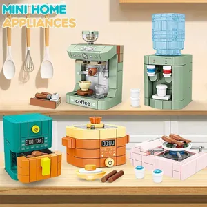 X251216 Pretend Play Home Appliance Building Blocks Set - Mini Fan, Computer, Stove Toys for Kids Birthday and Holiday G
