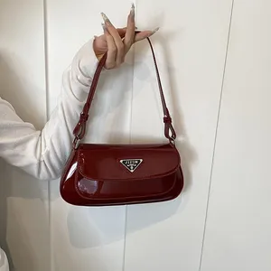 Shoulder Bag for Women - Stylish Glossy Solid Color Crossbody - Versatile Fashionable Design