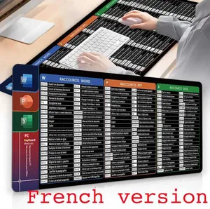 Office Excel - Tappetino per mouse con scorciatoia, 90 x 40 cm, tappetino da gioco per PC, bordo cucito, base antiscivolo, ampio tappetino per mouse, tappetino per tastiera