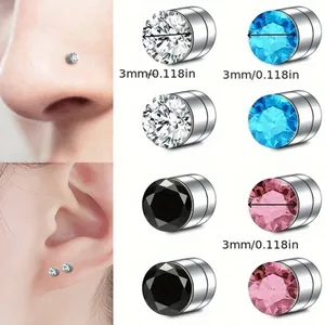 OUFER 20G 3PCS Piercing Nez Titane G23 Percing Au Nez Clair CZ Piercing Nez En L Piercing Nez Anneaux 6 Mm Bijoux De Piercing Corporel Nose Stud
