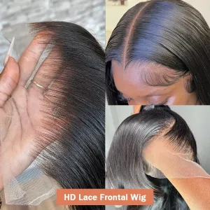 50 36 38 Inch Peruvian 13x4 HD Transparent Bone Straight Lace Frontal Wigs Glueless Wear and Go Simulation Human Hair Wi