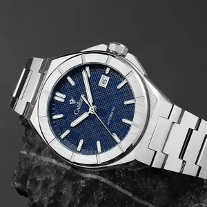 Orologio Automatico Uomo Cadisen - Vetro Zaffiro, Impermeabile 100m, Quadrante Blu, Acciaio Inox