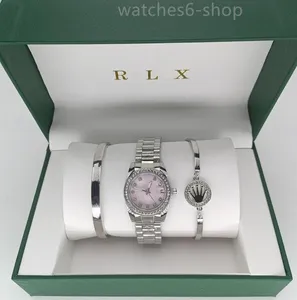 3pcs Set Watch Luxury Designer 2025 High quality Women Pink Dial Hollow Strap Fashion Gold Bracelet Quartz Wristwatch St