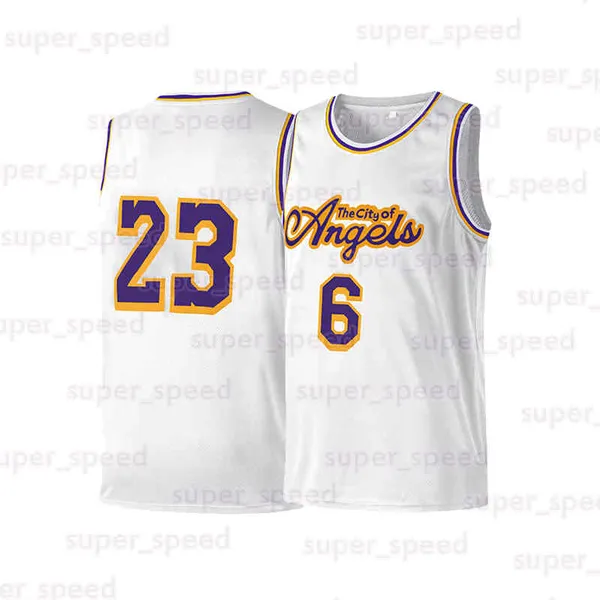 Youth The City of Angels Basketball Jersey White 6/23 Front 6 and Back 23 Boys Kids Children Embroidered Stitched Sleeveless Sports Shirt Clothing