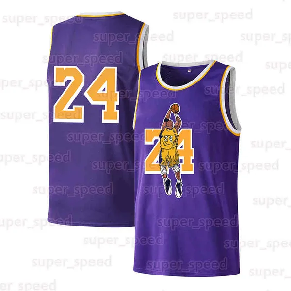 24 Purple Mens Adult Basketball Jersey Sleeveless Breathable Sports Outdoor Casual Fashion Polyester Jerseys