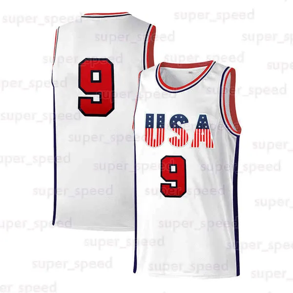 Men's USA 9 Embroidered Basketball Jersey White Breathable Sleeveless Crew Neck Top for Men Loose Fit Slight Stretch Polyester Fabric Casual Occasions