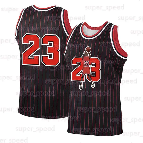 Men's 23 Striped Basketball Jersey Red Black Stitched Retro Mesh Breathable Sports Uniform Sleeveless Shirt For Party Gifts Mens