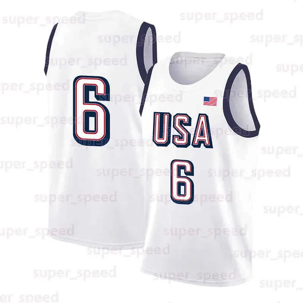 6 USA White Basketball Jersey Mens Adult Unisex America Flag Jerseys Design Sleeveless Clothing Sports Shirt Stitched Athleisure Daily Outfit Outdoor Recreation
