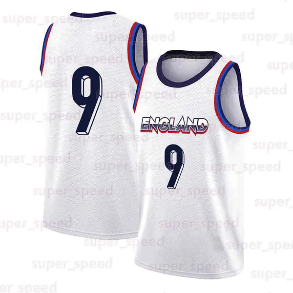9 England White Mens Jersey Sleeveless Basketball Jerseys Sports Uniform Embroidered Fashion For Theme Party