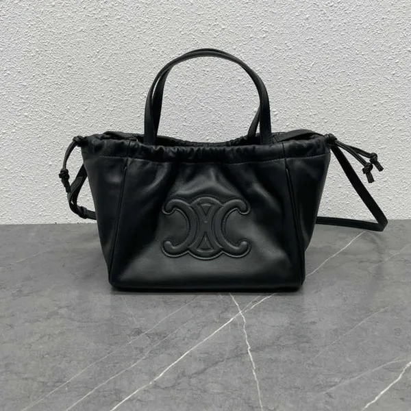 High end Designer bags for women New CABAS Grained Cow Leather Drawstring Tote Black Shoulder Bag original 1:1 with real logo and box