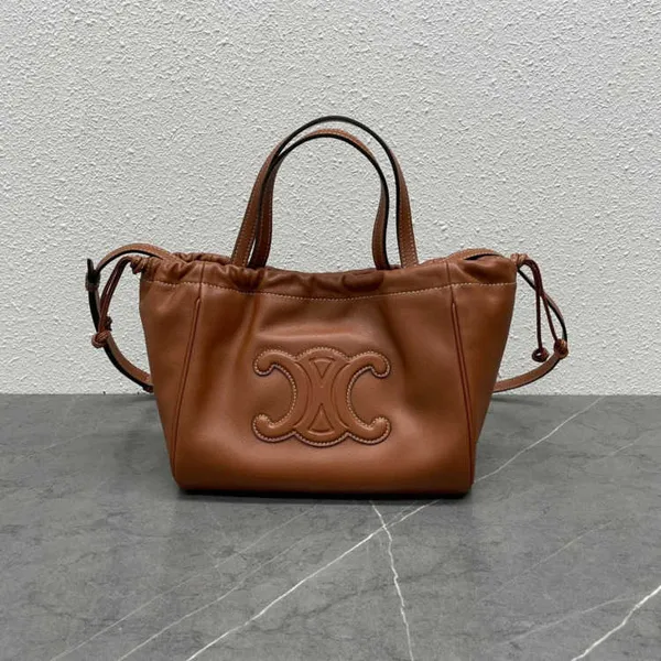 High end Designer bags for women New CABAS Grained Cow Leather Drawstring Tote Brown Shoulder Bag original 1:1 with real logo and box
