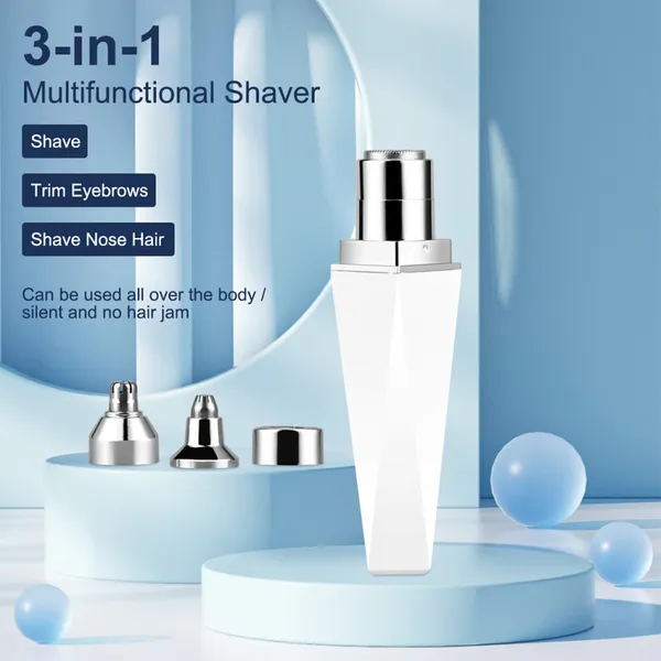 3 in 1 Body Hair Shaver Women Rechargeable Bikini Nose Hair Eyebrow Trimmer Multi-functional Hair Remover Ladies