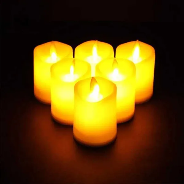 6 battery candles plastic flameless candles with wick LED candles used as tea lights for bedroom parties church weddings and home decor W240813