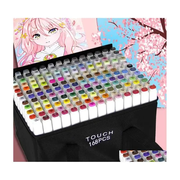 Markers Wholesale 30/40/60/80/108/168 Colors Dual Tips Alcohol Graphic Sketching Pen 211104 Drop Delivery Office School Business Indus Otjnm