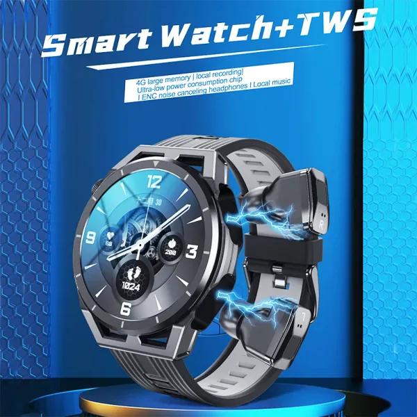 N18 NFC Smart Watch Bracelet 2 in 1 TWS Wireless Earbuds 1.28Inch Heart Rate Blood Pressure Sport Waterproof Smartwatch Men