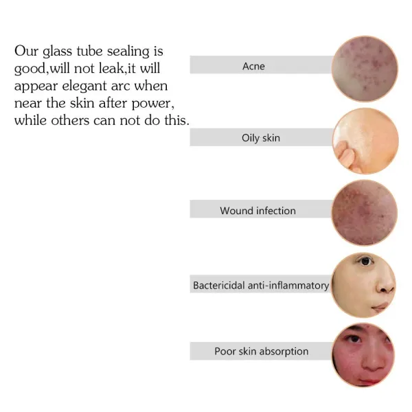 4PCS Portable High Frequency Face Skin Tightening Acne Spot Scar Remover Device Beauty Machine Facial Electrode Massager