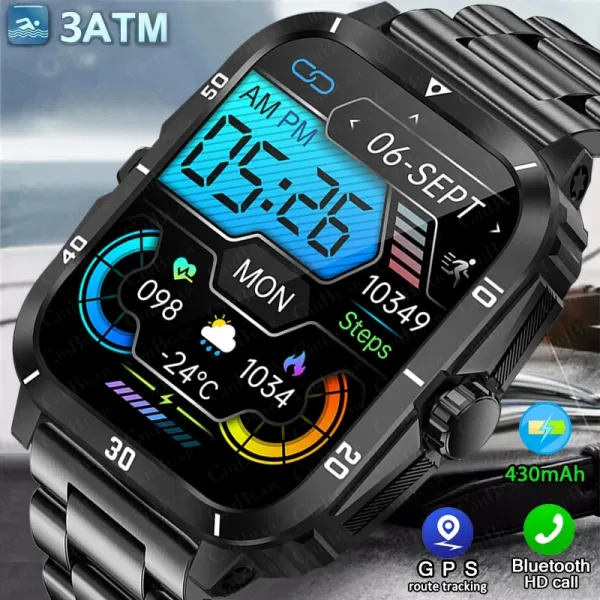 2024 KT71 Outdoor Military 3ATM Waterproof Smart Watch Men 430mAh Battery Sports Fitness Watches Bluetooth Call Smartwatch App:Da Fit