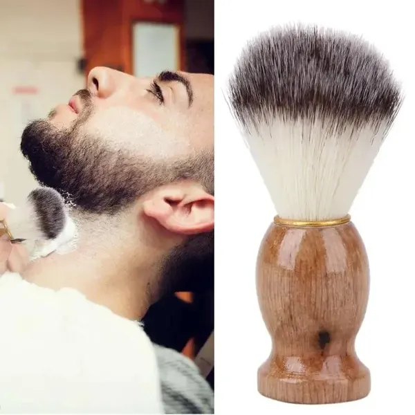 NEW 2024 Natural Badger Hair Men's Shaving Brush Barber Salon Men Facial Beard Cleaning Appliance Shave Tool Razor Brush with Wood Handle
