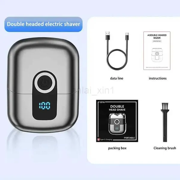 Double Head Shaver Mens Electric Portable Razor Fully Automatic Wet And Dry Rechargeable Shaver Typec Charging Shaving MachineY240729