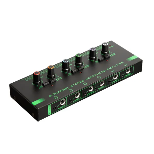 4/6 Channels Metal Stereo Audio Amplifier In-Ear Monitoring System Mini Portable Earphone Splitter Ultra Low-Noise Audio Mixer