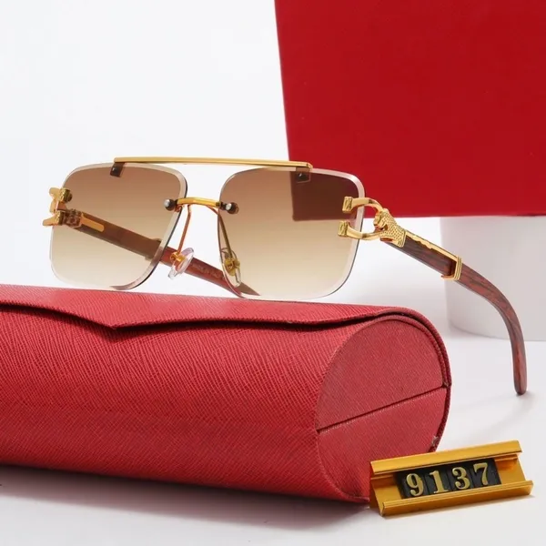 Luxury designer sunglasses for women high end 9137 leopard wood grain double beam high definition UV400 resistant sunglasses for men sunglasses travel beach