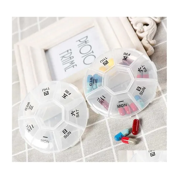Storage Boxes Bins Pill Case Container 7 Grids Portable Weekly Box Mini Medicine Organizer Tablet Dispenser Splitters Drop Deliver Dh4Nl