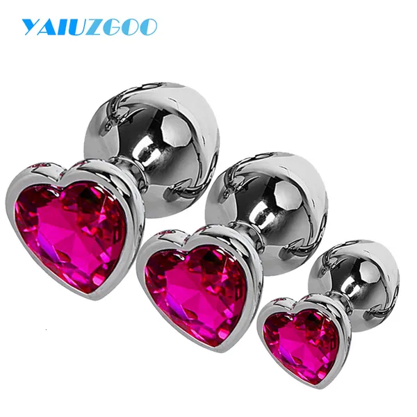 3 pezzi set giocattoli anali spina cuore cristallo in acciaio inossidabile giocattolo liscio per le donne stimolatore di testa di 3 dimensioni massa della prostata_voghion.com