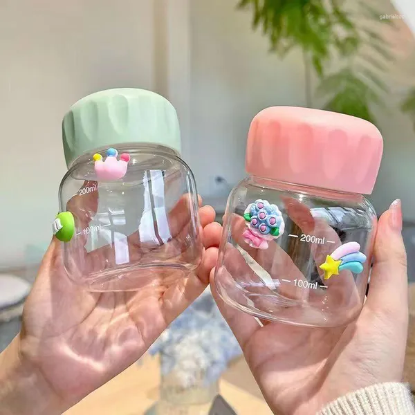 Wine Glasses Mini Shaker Cup Cute Chubby Glass Water Oatmeal Split Milk Students Carry Cups Portable Handy Mug Table Decor Gift