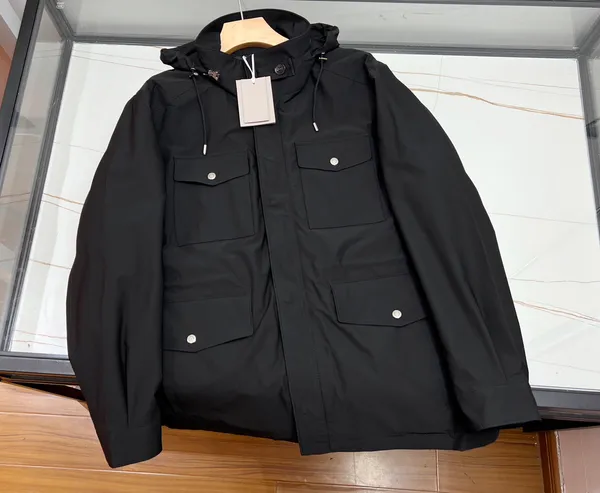 Autumn winter new mens fashion pocket ing design black cargo coat designer jacket_voghion.com