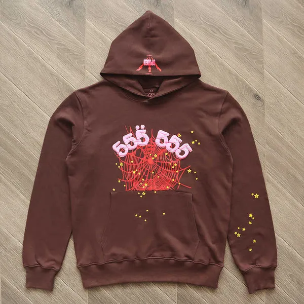 Men's Hoodies Sweatshirts Black Brown Hoodie Sweatshirt Real Photo Tracksuit Spider Web Pullovers Sp5der 555555
