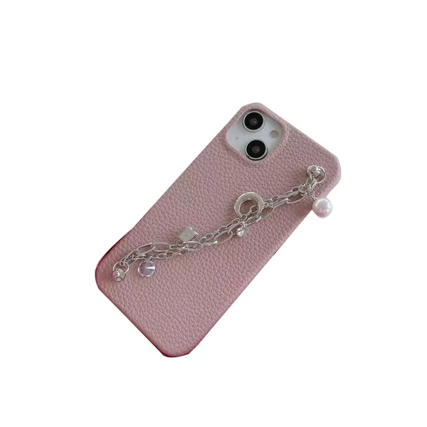 phone cases woman Designer high-end leather suitable for 12 12Pro 13 13Proman 14 14pro Litchi grain hard shell moon bracelet anti-fall type mobile phone case