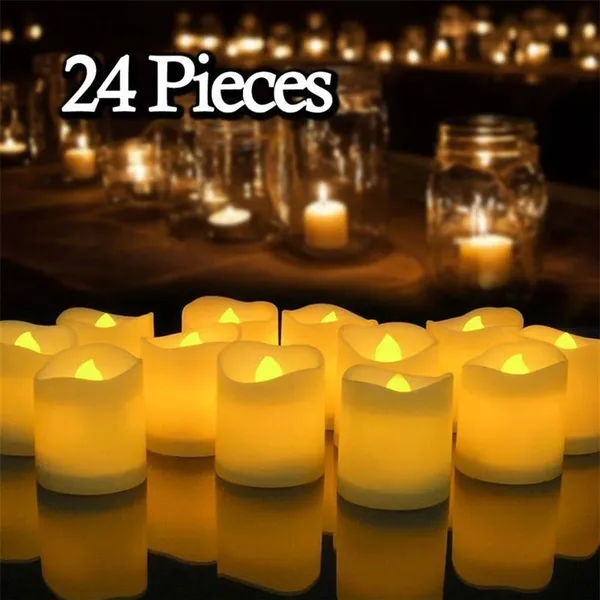 24PC LED Flameless Tea Light Tealight Candle Wedding Decoration Battery 210310275q