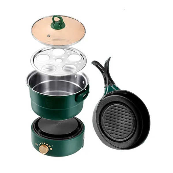 110V220V Travel Rice Cooker Portable Split Frying Pan Electric Stew Soup Pot Boiler Cooking Skillet Mini pot Food Steamer 231229