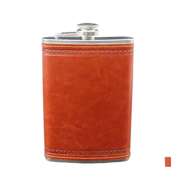 Hip Flasks 9Oz Stainless Steel Leather Pocket Flask Mini Brown Wine Whisky Alcohol Bottle Outdoor Drinkware Drop Delivery Home Garde Dh1Yd