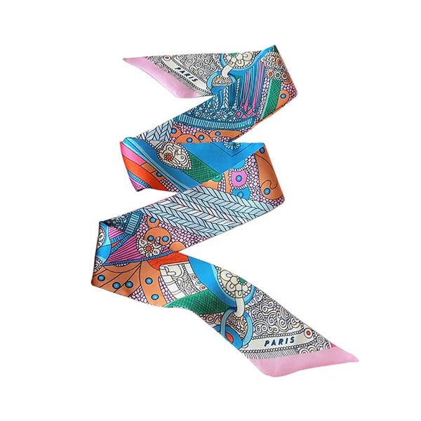 22 Years New Womens Hair Band Printing Emulation Silk Scarf Arm Bag Handle Small Ribbon All-Match Scarf Headscarf Wholesale
