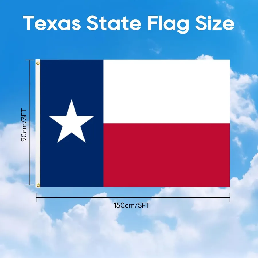 Texas Flagge 90x150 Cm - Aus Polyester Mit Messingösen & Doppeltem Saum