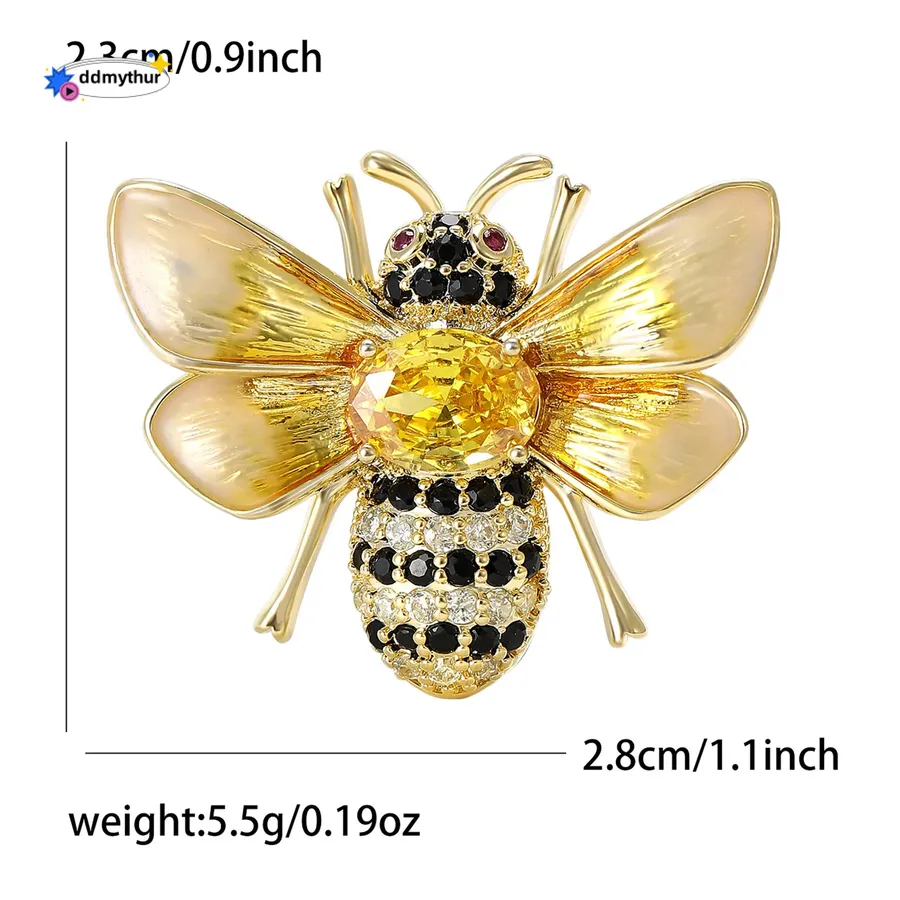 thumbnail image 2 of Brooch With Rhinestones And Pearl, Honey Bee 2 of 12