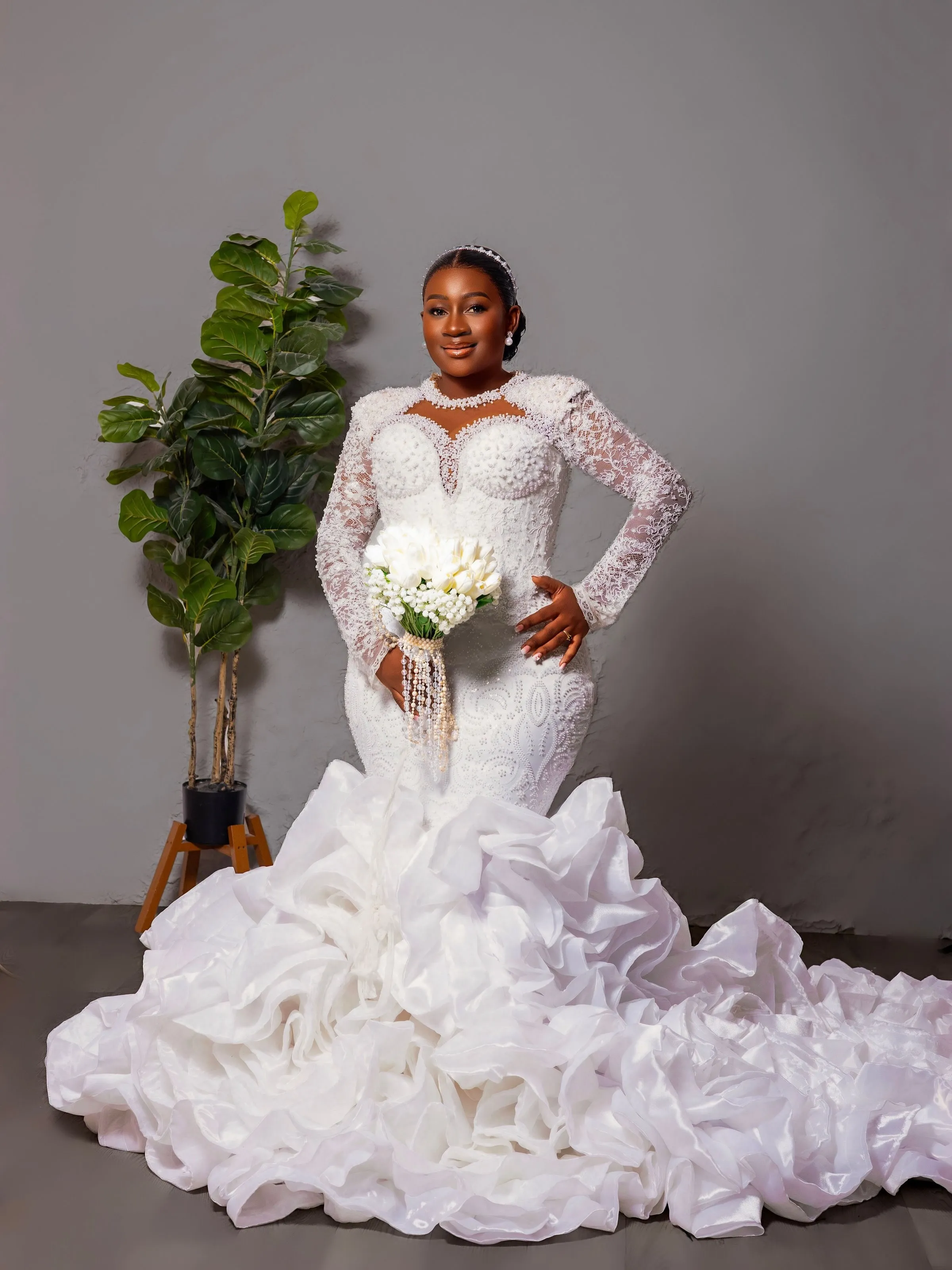 ivory lace plus size wedding dress Mermaid Dress, Long Sleeve... From Dreamcode, Rs.32,397.73 boho lace wedding dress plus size