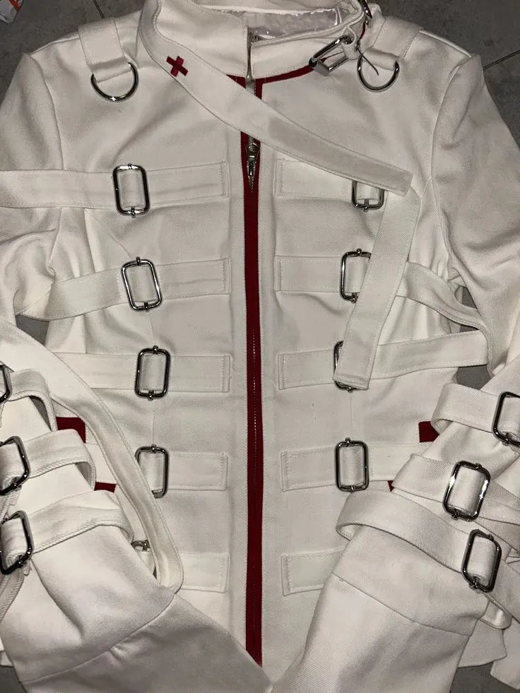 Y2K Womens White Lace Up Leather Jacket Women With From Bai06