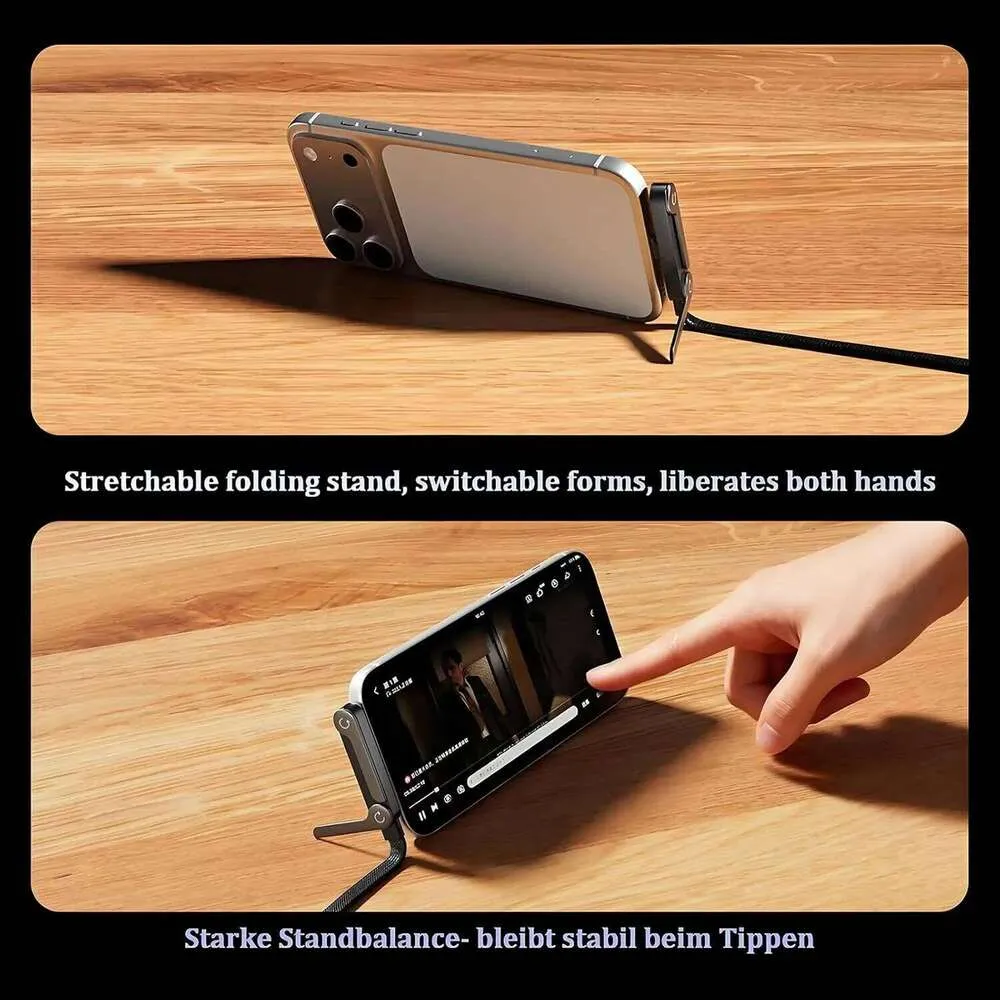 2-in-1 Invisible Cable Multi Charger Cord with Type C Multi-Angle Adjustable Stand 240W Fast Charging Muji