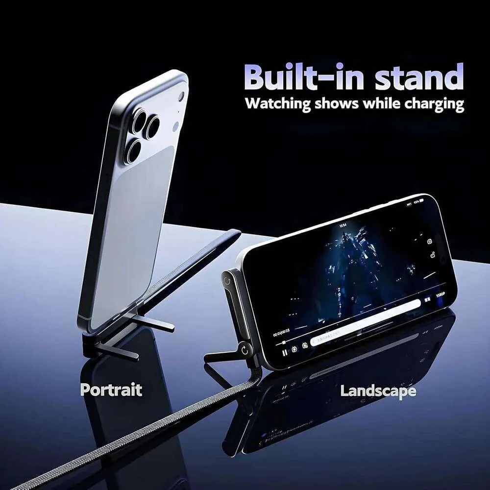 2-in-1 Invisible Cable Multi Charger Cord with Type C Multi-Angle Adjustable Stand 240W Fast Charging Muji