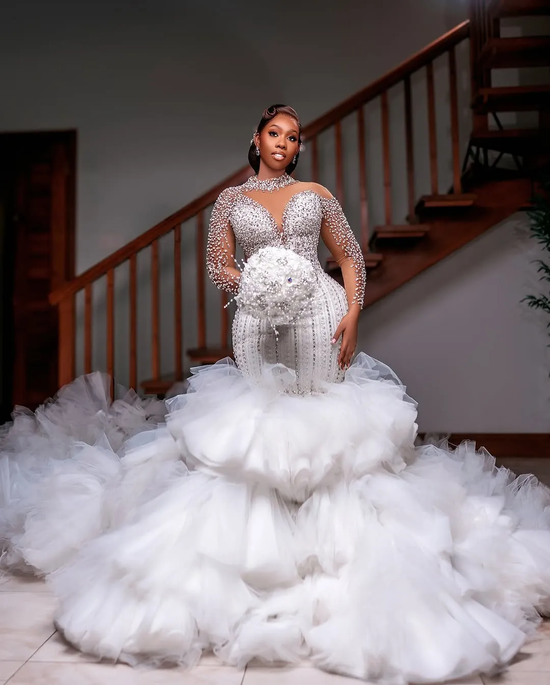 puffy engagement dresses Glittering Princess Wedding Gown with Puffy Sleeves – loveangeldress