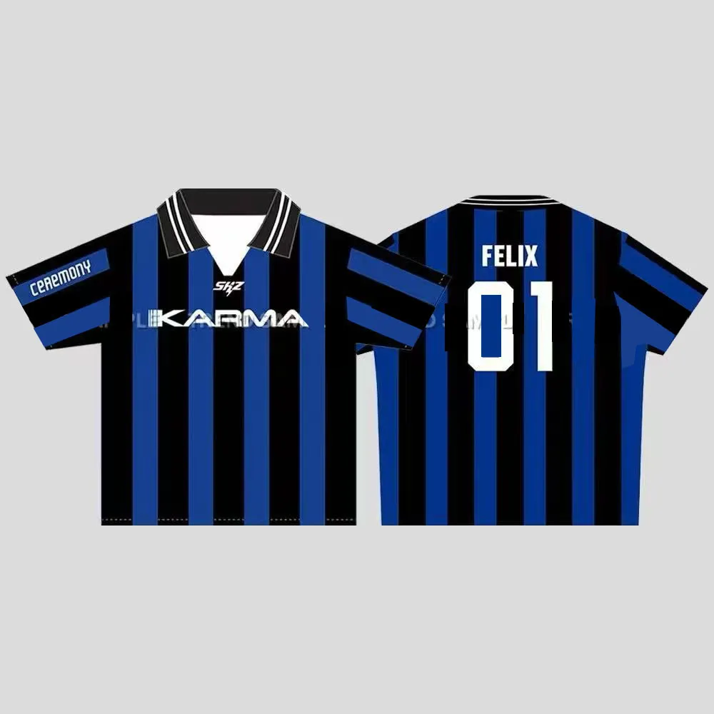 Wholesale Stray Kids SKZ KARMA Football Jersey T Shirt – Blue