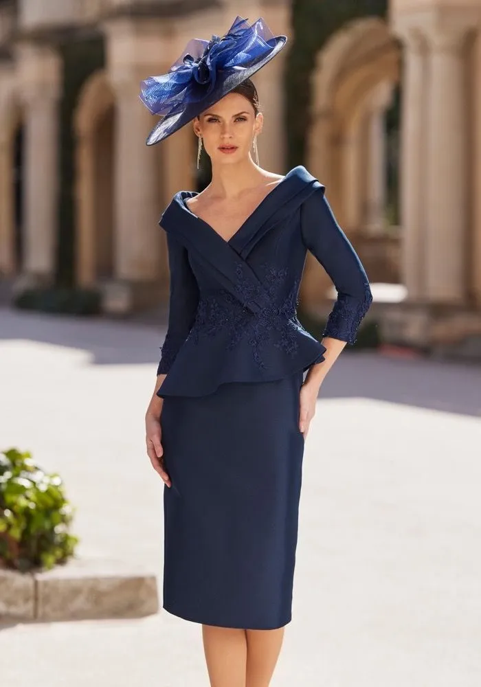 navy blue knee length dress for wedding Halter Blue Chiffon Knee-Length Bridesmaid Dresses