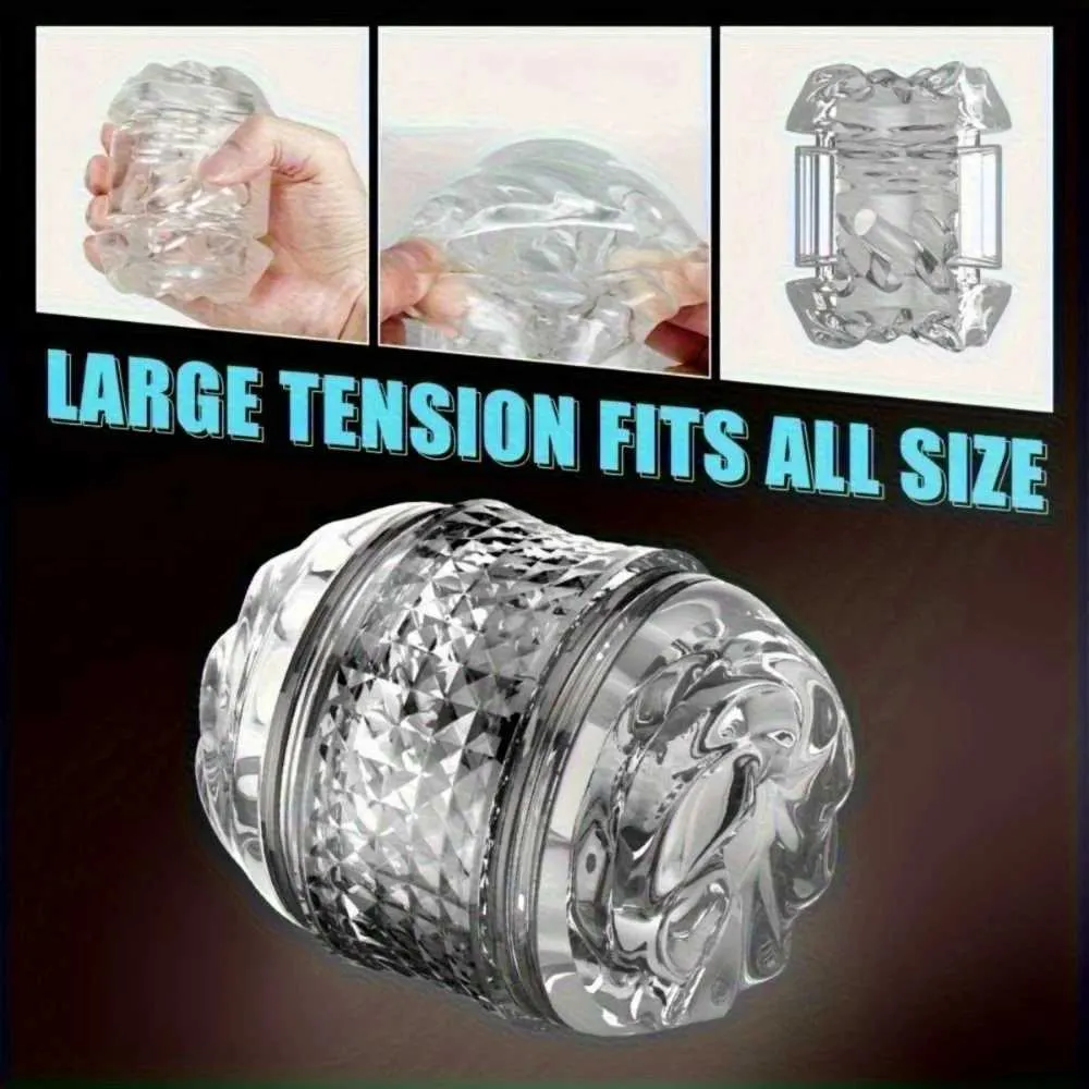 crystal sleeve masturbator Reusable Male Masturbator Cup Penis Sleeve Transparent Crystal Vagina  Textured Tunnel Pocket Pussy Stroker for Men