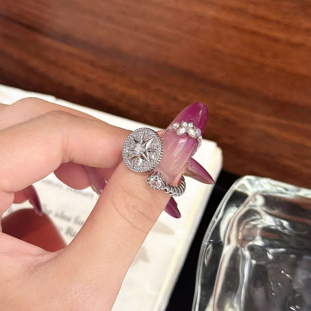 Compass Octagonal Star Ring Set With Sparkling Diamonds Luxury Inspired Elegant Jewelry_voghion.com