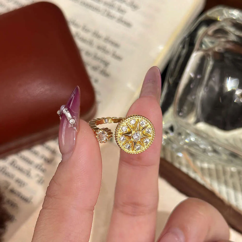 Compass Octagonal Star Ring Set With Sparkling Diamonds Luxury Inspired Elegant Jewelry_voghion.com